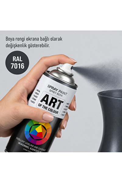Badem10 RAL 7016 Gringo Antrasit Prof. Sprey Boya Metal Ahşap Taş Plastik ve Cam Yüzeylere Spray Boya 400 ml