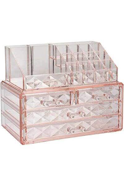 Arabest Jewelry and Cosmetic Storage Box Set with Brush Holder,Pink Diamond P...