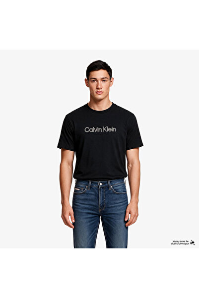Calvin Klein Men's Brand Logo T-Shirt, Suitable for Daily Use, Black