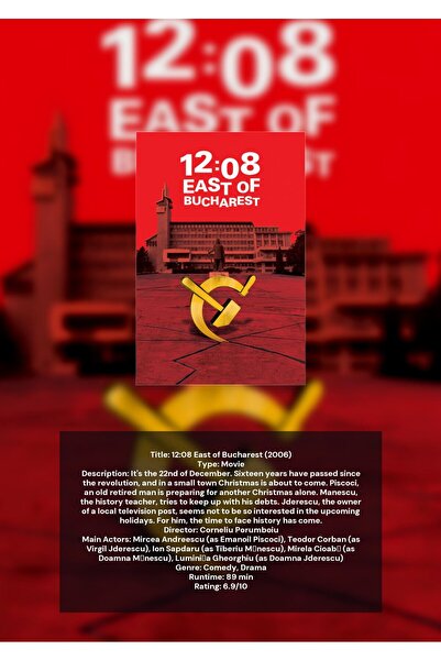 OEM Poster Infografic 12:08 Est de București, Film Dramă Românească, Carton 2...