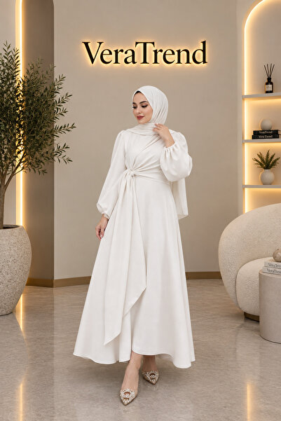VeraTrend Yandan Bağlamalı Krep Elbise