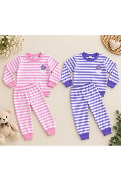 renkli diyar Girls' 2-Piece Top and Bottom Set 2-Piece Tie-Dyed Kindergarten Set
