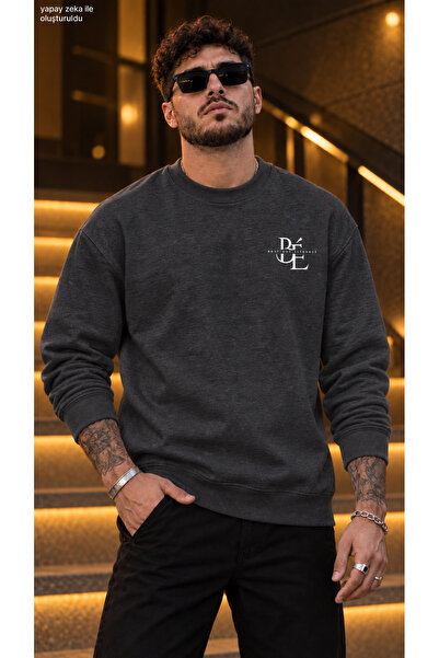 caddekombin Men's Boutique Elegance Be Monogram Logo Crew Neck Casual Regular...