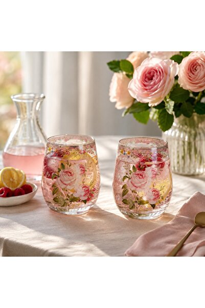 Easy Life Collection's Chant Des Roses 2'li Cam Bardak Seti 500 ml