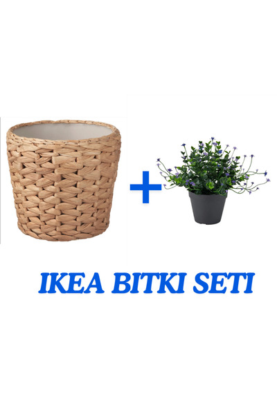 IKEA 2'li Saksılı Yapay Bitki Seti FRIDFULL rattan saksı , su sümbülü, 12 cm ...