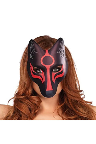 GGEROU Fox Mask Japanese Kabuki Kitsune Masks for Men Women Cosplay Party Mas...