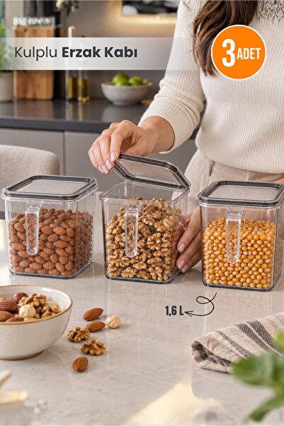 Orvila 3-Piece Transparent Food Container with Handle and Sealed Lid Storage ...