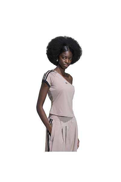 adidas Women's Brown T-Shirt Offshoulder Tee Ky5181