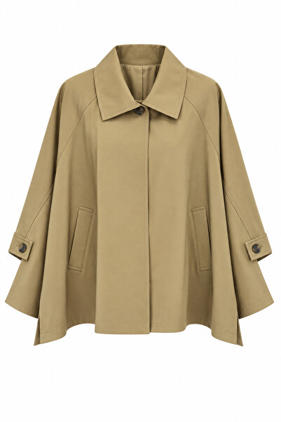 HAZELANNA Camel Kısa Pelerin Trenç