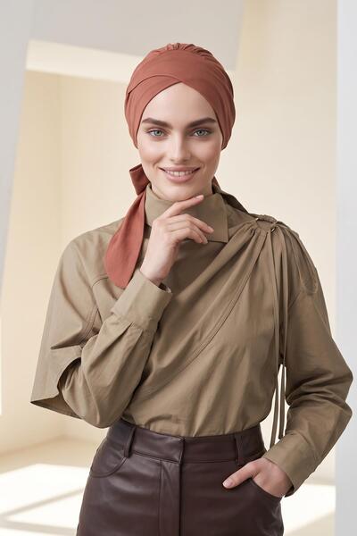 Aisha's Design Άνετο χτενισμένο βαμβακερό σκουφάκι με ζώνη, B-31