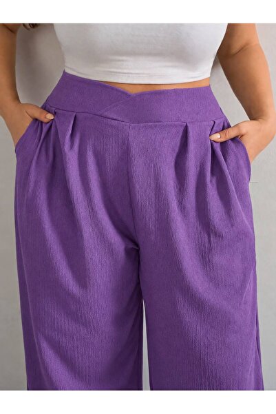 tuzu moda BÜYÜK BEDEN BELİ LASTİKLİ BÜRÜMCÜK PANTOLON
