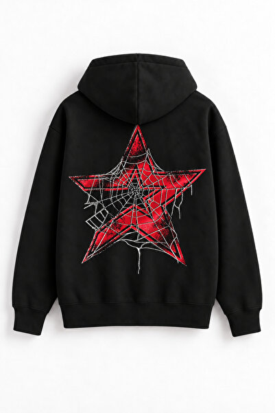Weekeep Yıldız Örümcek Baskılı /Örümcek Baksılı Trend Streetwear Femuarlı Hır...