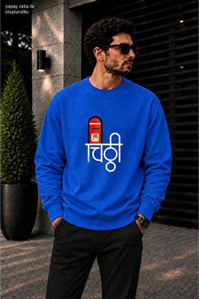 caddekombin Men's Mailbox Illustrated Crew Neck Casual Regular Fit Sweatshirt