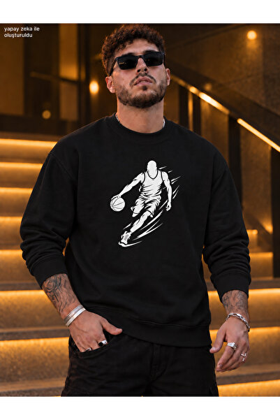 caddekombin Men's Crew Neck Casual Regular Fit Sweatshirt with Basketball Pla...