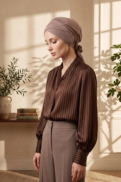 Aisha's Design Άνετο χτενισμένο βαμβακερό σκουφάκι με ζώνη, B-31