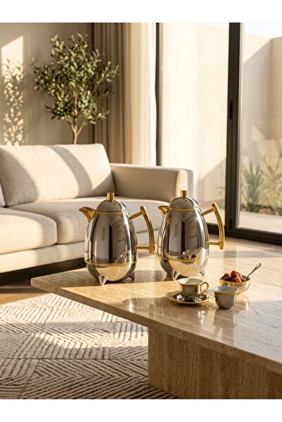 Generic Trams Steel Tea and Coffee Set 1+1 Liter Capacity Luxurious and Moder...