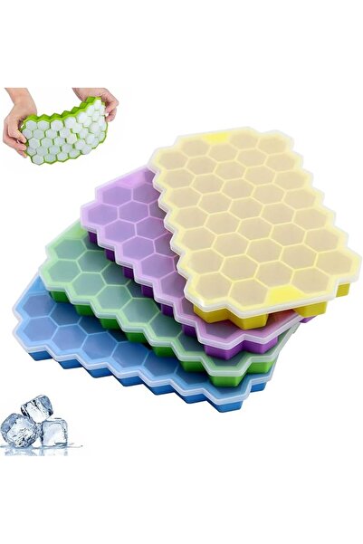 GENERAL Ice Cubes Tray Reusable,Pack of 4 Yellow,Green,Purple and Blue,Silico...