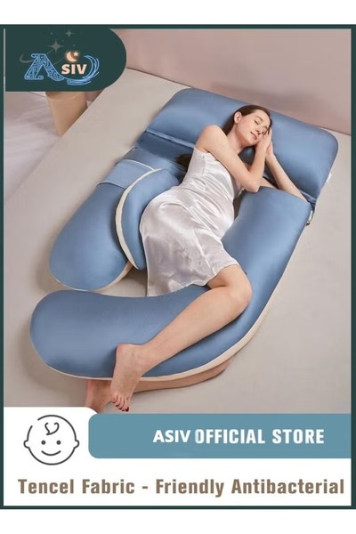ASIV وسادة الحمل |   وسادة دعم كاملة للجسم على شكل حرف U |   وسادة رضاعة مع غ...