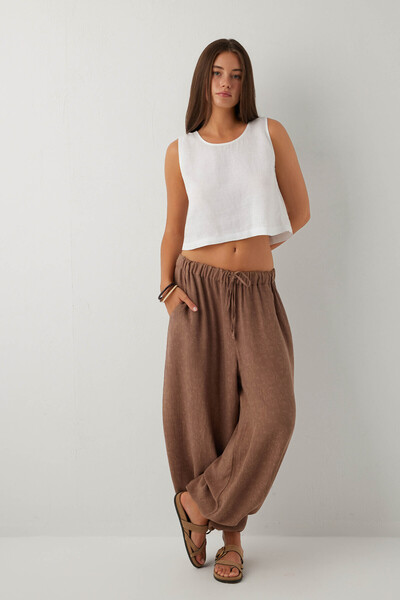 İpekçi Otantik Luma Textured Tensel Trousers Brown