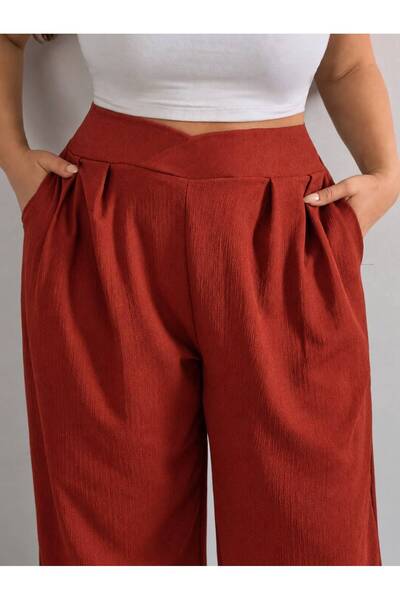 tuzu moda BÜYÜK BEDEN BELİ LASTİKLİ BÜRÜMCÜK PANTOLON