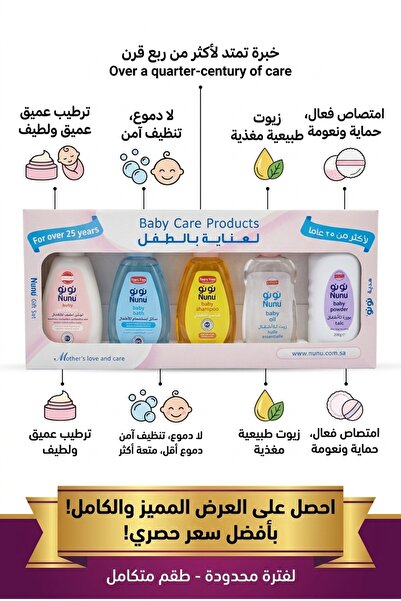 NUNU Nunu Baby & Child Set 200 ml - Shampoo + Oil + Bath Liquid + Lotion + Bo...