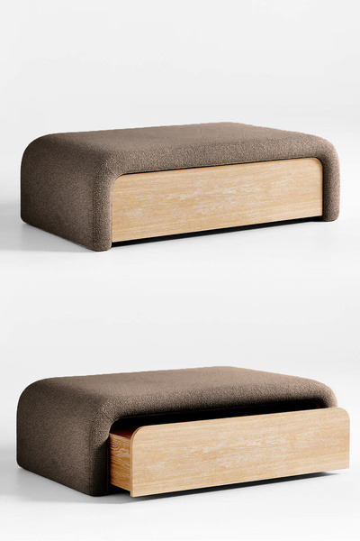 Eymense Luna Modern Çekmeceli Depolama Alanlı Bench Puf Kahve