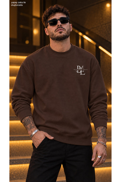 caddekombin Men's Boutique Elegance Be Monogram Logo Crew Neck Casual Regular...