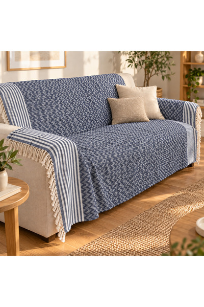 nnevora N Nevora 170X210 cm Tufted Zigzag Patterned Multi-Purpose Sofa Cover ...