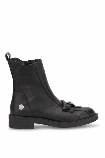 Mammamia D26Kb-8525 Women's Genuine Leather Heeled Boots Black