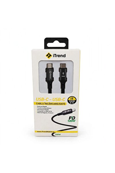 itrend Cablu Incarcare Rapida IT CA30 C-C, USB-C la USB-C, 100W PD, 1M, Trans...
