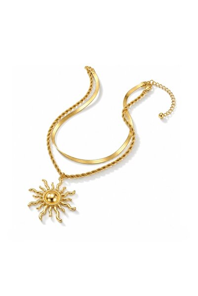 REDz Accessories Διπλό Χρυσό Γυναικείο Κολιέ, Αλυσίδα Φίδι με Στριφτή Αλυσίδα...