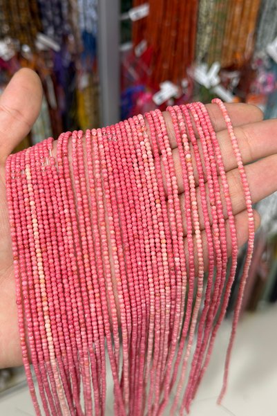Uçar Doğaltaş Mercan Doğal Taş Parlak Pembe Küre 2mm Dizi