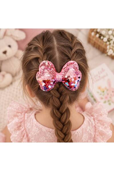 So Much Accesories Sequined Big Bow Children's Hair Clip - Pink