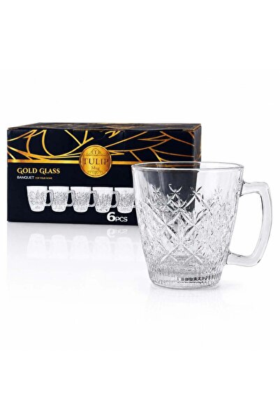 JML Cana din Sticla 6/set, Transparenta, 8x7.5x5cm, Model Cristal cu Maner