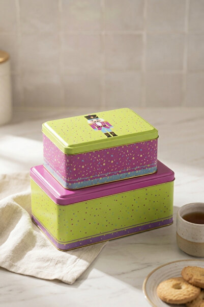 EVLE Decorative Rectangular Storage Box Set of 2 14X24 11.4X18.8 cm / Neon Nu...