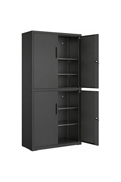 SONGMICS Dulap metalic de depozitare, 4 uși, 5 rafturi, 2 încuietori, 40x80x1...