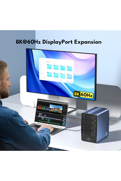 Acasis EC1004 40Gbps 4x HDD 2x M.2 NVMe 136TB 8K DisplayPort Fanlı Disk İstasyonu