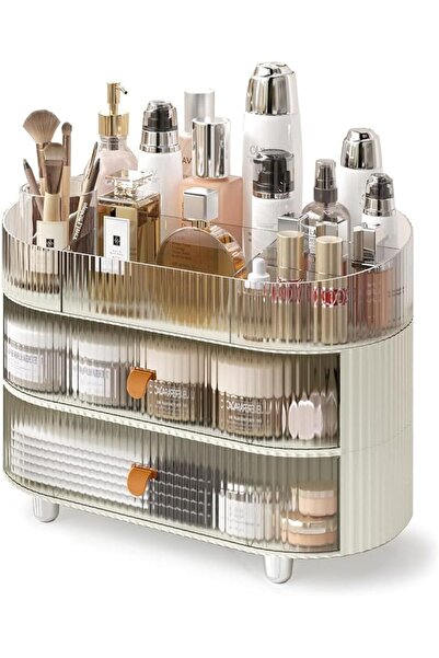 GENERAL Joyeez Makeup Organizer 3-Tier Stackable Cosmetic Storage Box with 2 ...