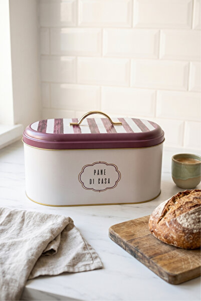 EVLE Oval Metal Ekmek Kutusu 7 Litre, 17.8 x 33.8 x 15.2 cm
