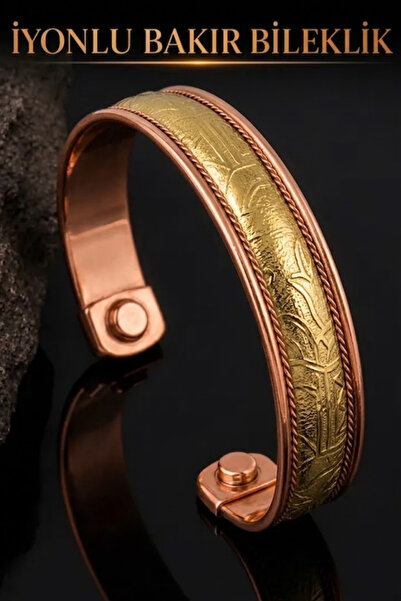 OSMANLI GÜMÜŞ Men's Women's Copper Bracelet Thick Double Color Farah Model Ad...