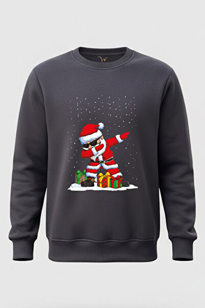 The Baski New Year's Santa Claus Cool New Year Snowy Design Printed Crew Neck...