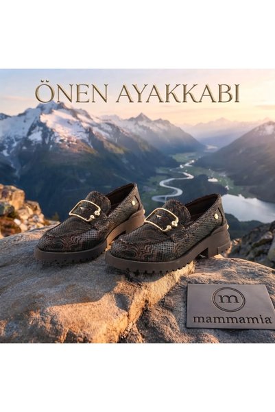 Mammamia HAKİKİ DERİ BASKILI LOAFER AYAKKABI