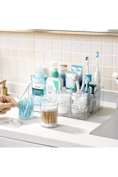 Vtopmart Makeup Organizer, 11 Slots & 4 Plastic Jars,with Drainage Holes