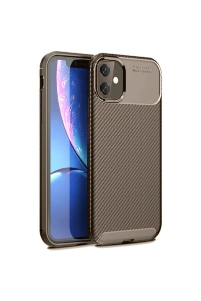 FMA Apple iPhone 11 Case Auto Focus Carbon Cover - Brown
