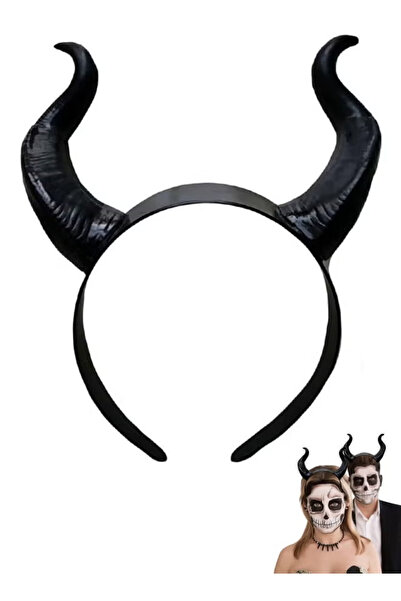 GGEROU Halloween Demon Horn Headband Black Horn Hoop Headpiece Devil Horn Hea...