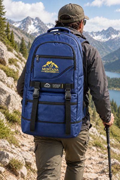 DODOMAR Σακίδιο πλάτης Montana Blue Mountaineer 65 L με φυσούνα, ανθεκτικό στ...