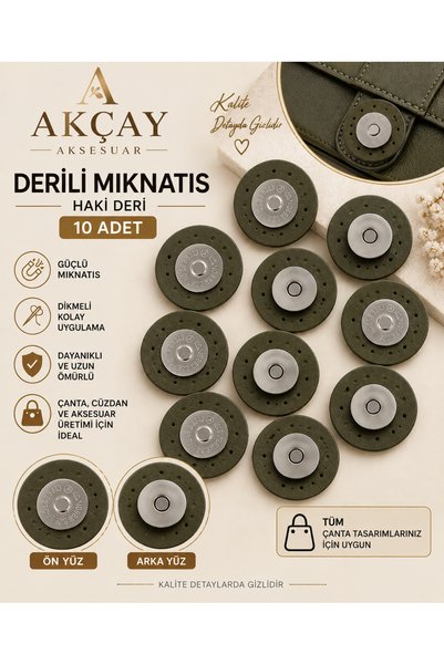 Akçay Aksesuar Onlu 10 Pcs Leather Magnets for Knitted Bags - Onlu Snap Faste...