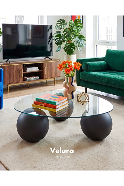 Velura Home & Living Küre Orta Sehpa - Antrasit - Üçgen Şeffaf