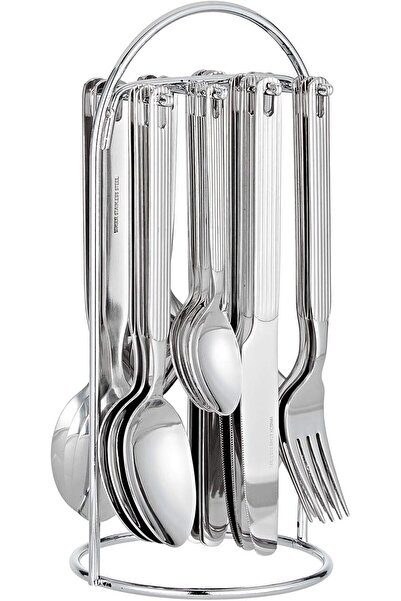 Winsor Stainless Steel Cutlery Set with Stand, 24 Pieces, Silver