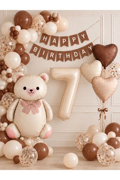 ALYA Party 7-Year-Old Teddy Bear Themed Birthday Balloon Set with Numbers 1-9...